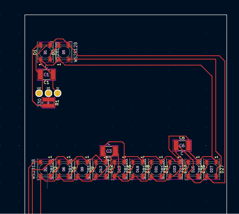 The top half of the PCB I came up with where it includes the start of the "strip"