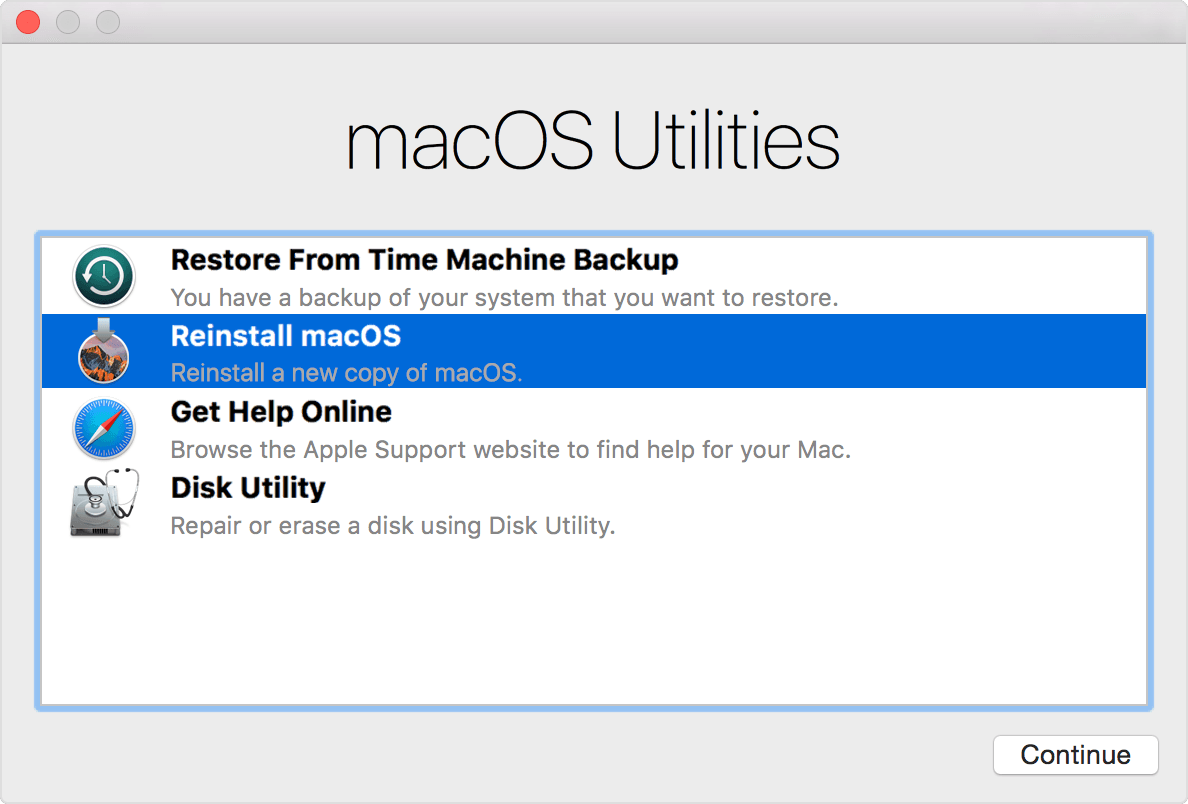 macOS Utilities window