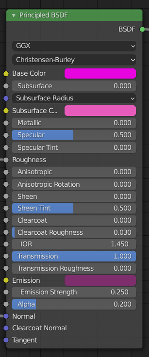 Principled BSDF with recommended settings