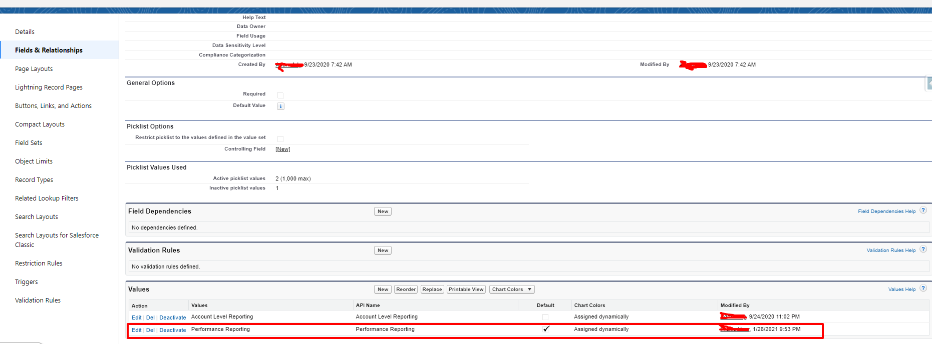 default value set