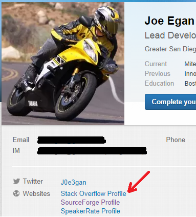 LinkedIn Profile Link to SO Profile