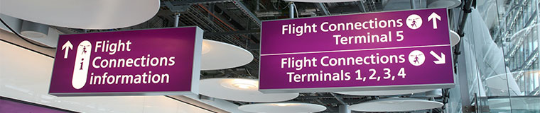 purple flight connections signs