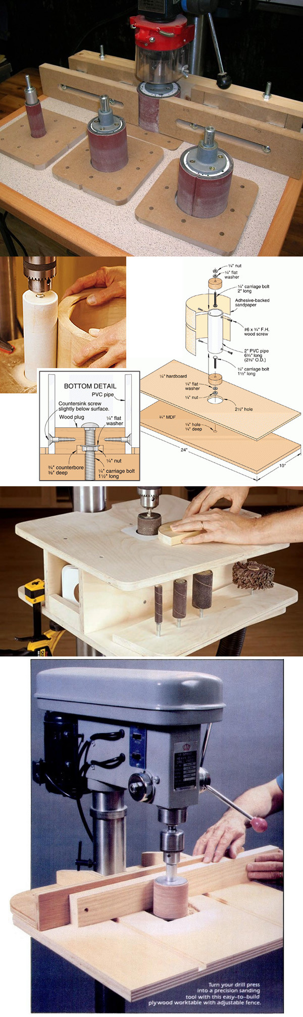 Drill-based drum sanders