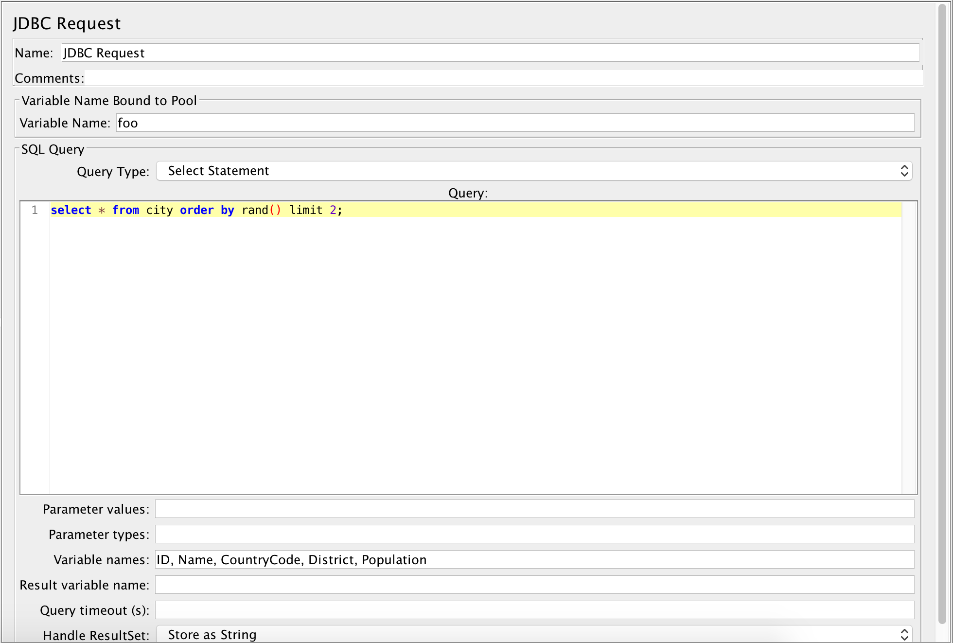 JMeter JDBC Configuration