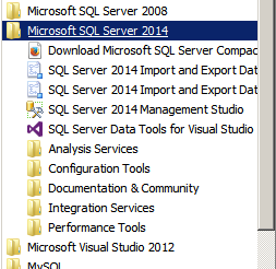 Atalho para o SQL Server Import and Export Wizard no menu iniciar