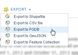 Export drop down menu