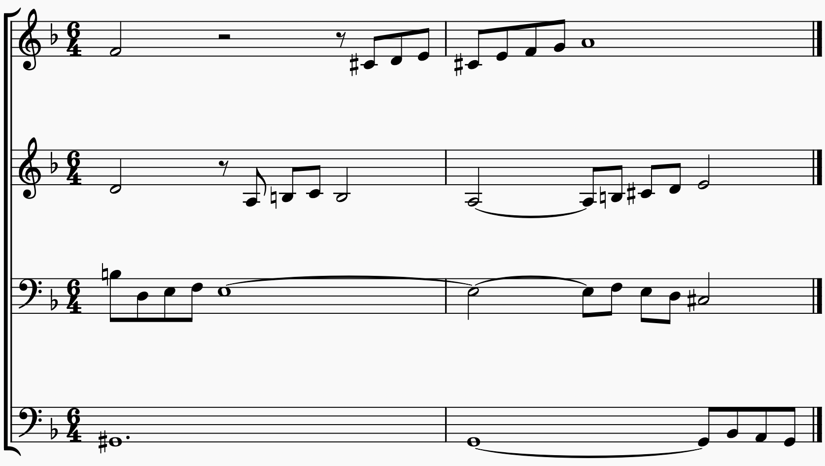 Piano rewritten as SATB