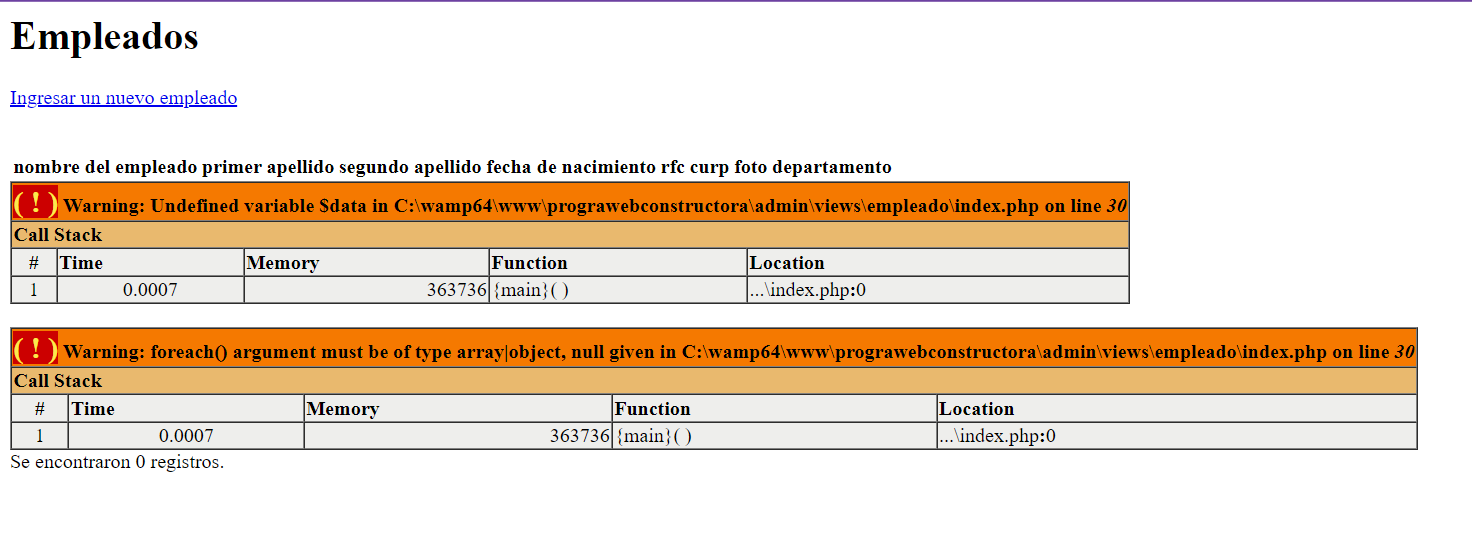 Solo tengo un registro hecho y no lo cuenta tampoco