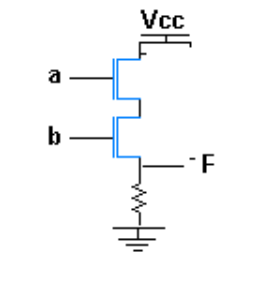 Picture off AND-gate made by only NMOS-transistors