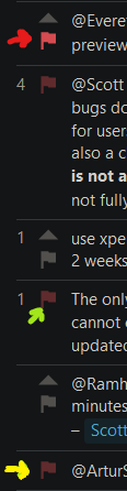 Differently coloured comment flags