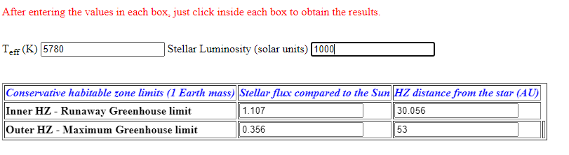 habitable zone calculator