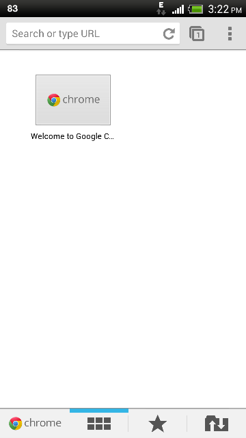 Google Chrome in HTC One X with Overflow menu icon (three vertical dots)