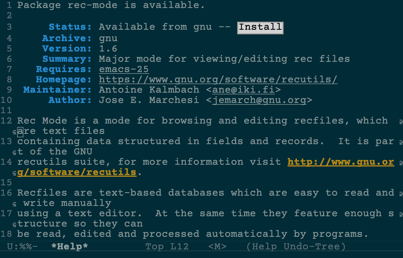 Status of the rec-mode package