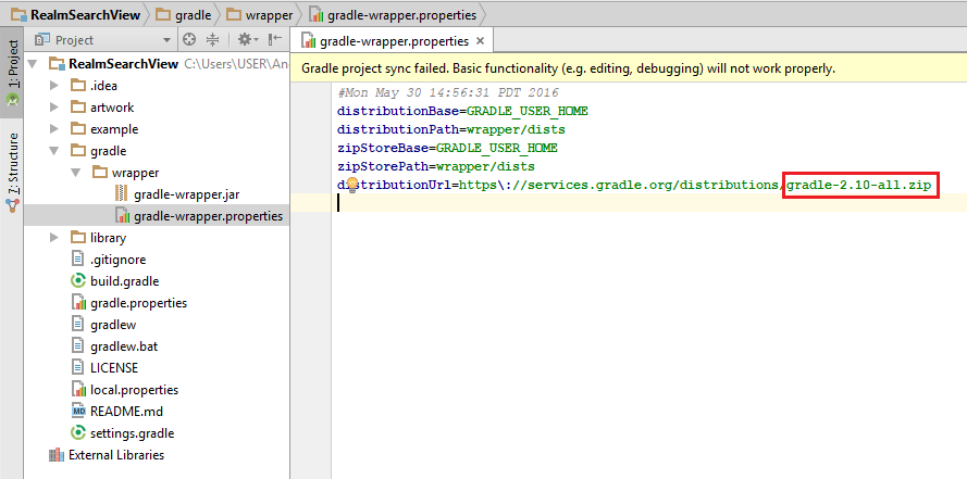 archivo gradle-wrapper.properties