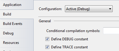 The Define DEBUG constant option in project's build settings