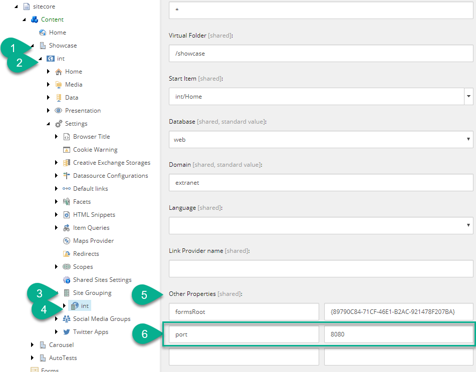 How to define site port in SXA