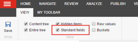 show standard fields