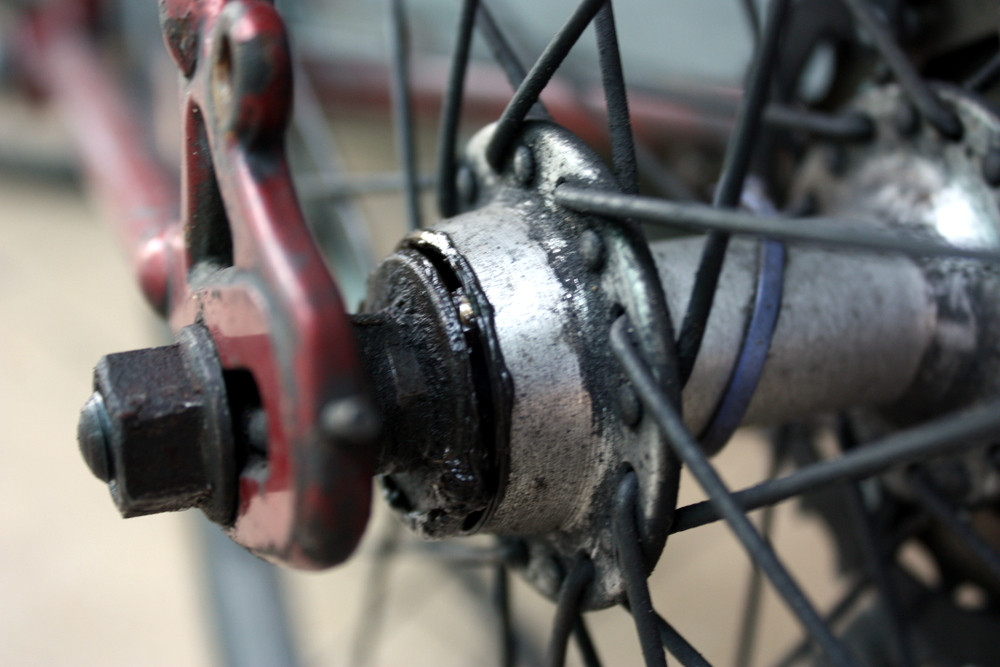 Rear hub with bearings showing