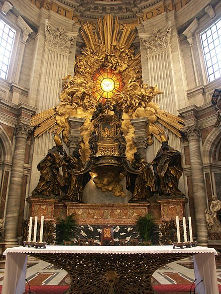 Gian Lorenzo Bernini, “Chair of St. Peter,” 1653, Gilded Marble. Commissioned by Pope Urban VIII. Apse, St. Peter’s Basilica, Vatican City. Image Credit: Wikipedia