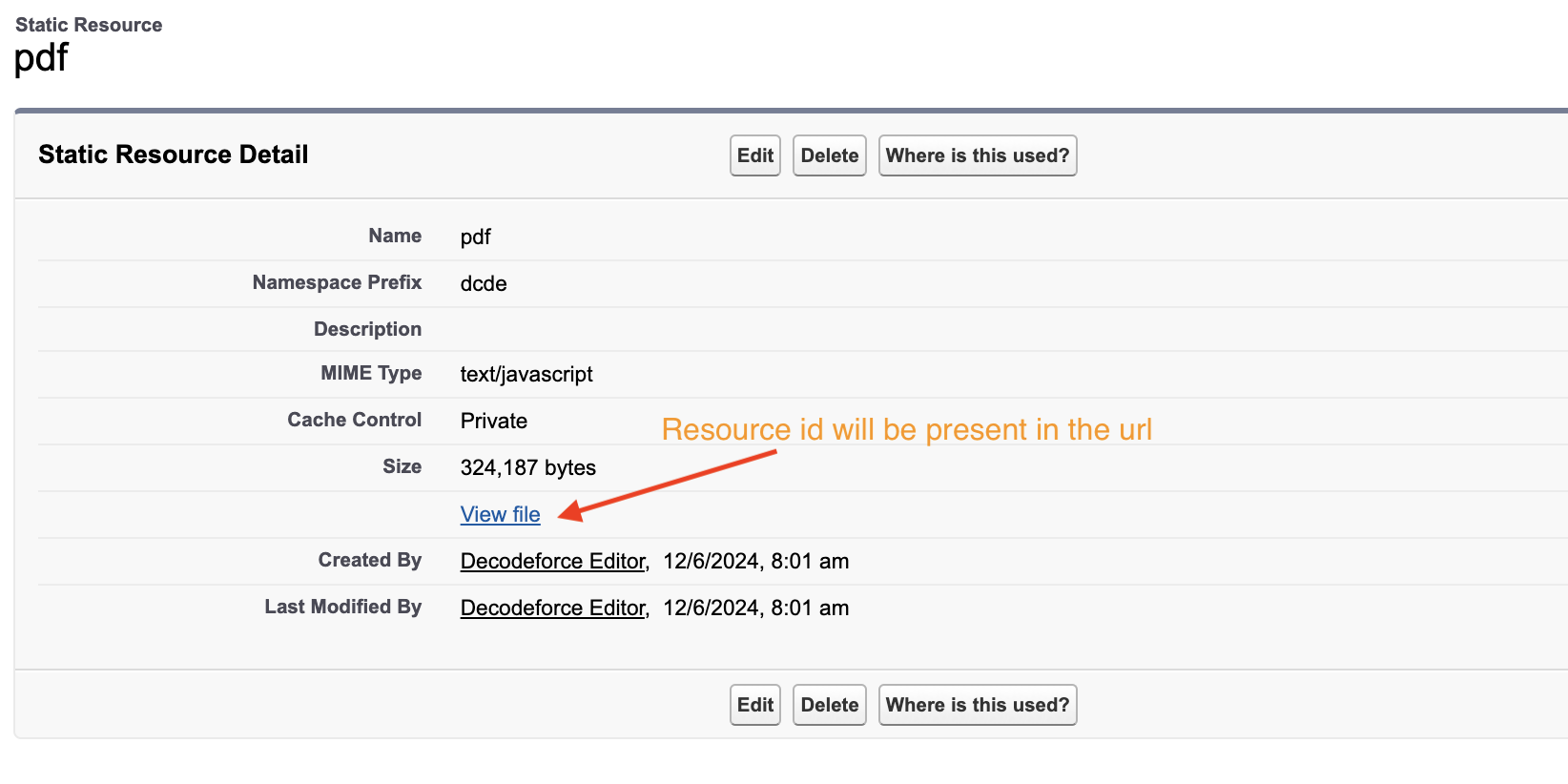 How to find resource id from salesforce