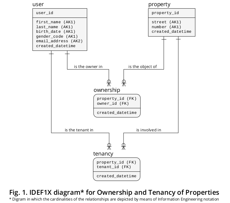 Figure 1 -  IDEF1X Diagram for Ownership and Tenancy of Properties