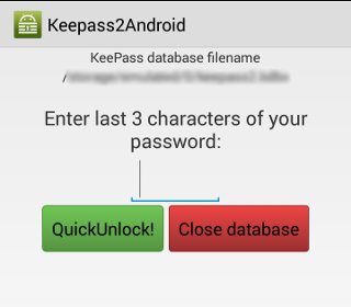 Keepass2Android quick unlock screen