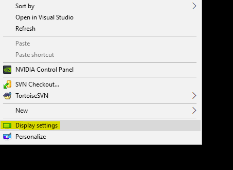 display settings in desktop context menu