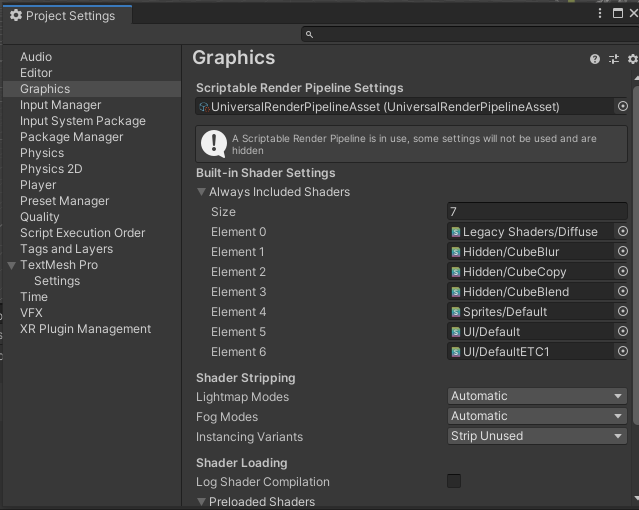 Scriptable Render Pipeline Settings