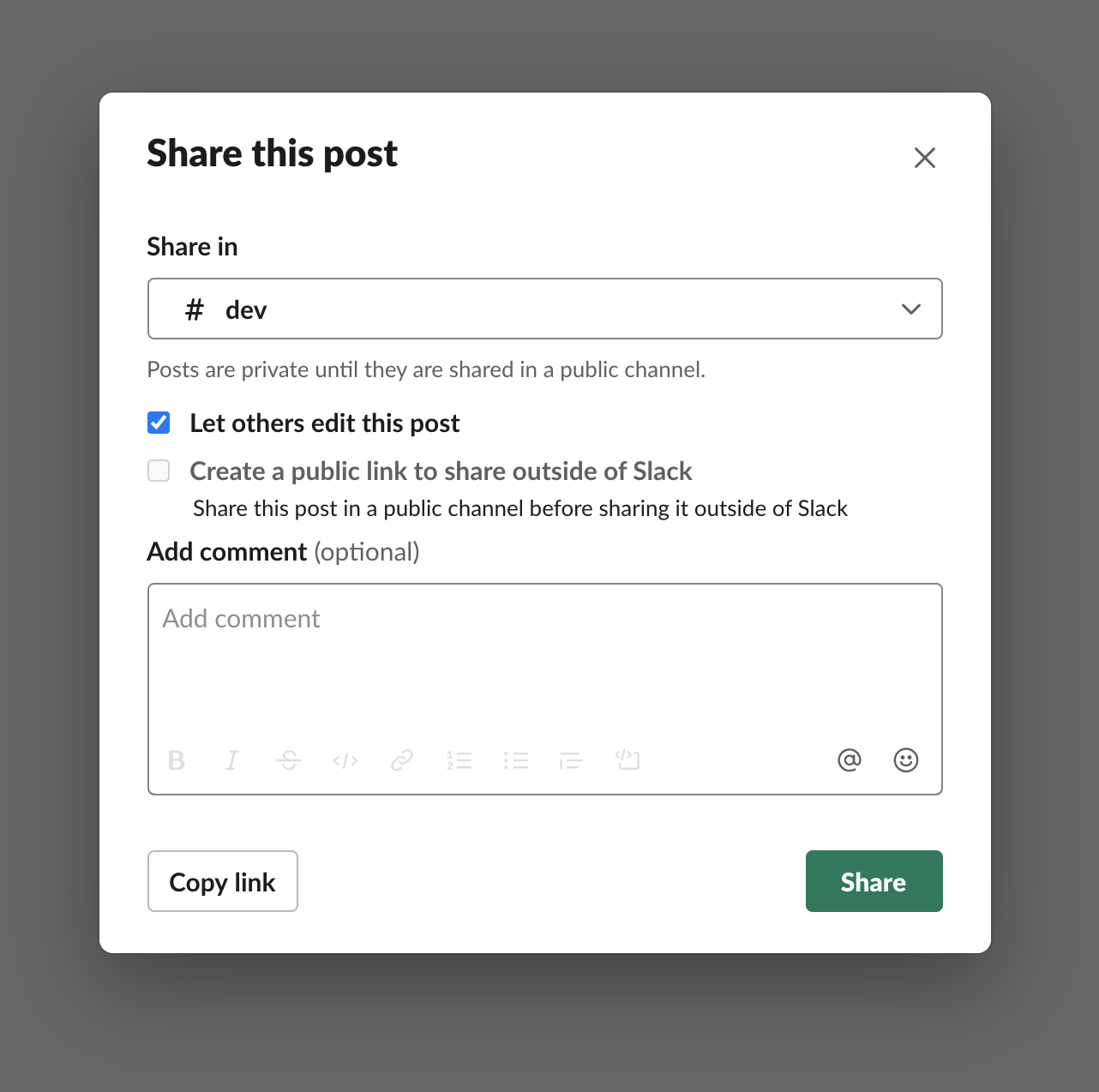 Change sharing settings for a post