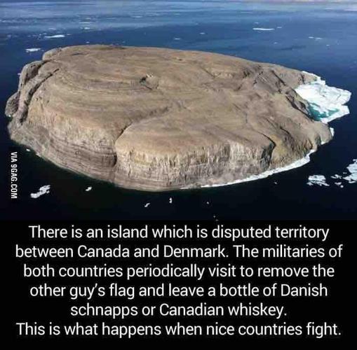 Photograph of an island, credited with 'via 9gag.com', and text (quoted below)