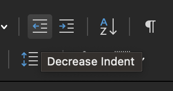 Screenshot of Microsoft Word's Ribbon where the cursor is over an icon that shows its name but does not show the shortcut for it