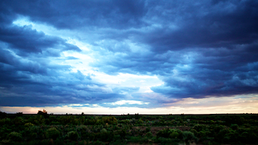 A foreboding weather system over Meteor Crater, Arizona