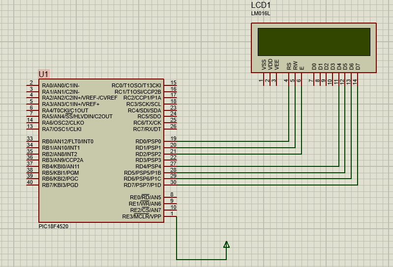 PIC18F4520 interfacing with LCD