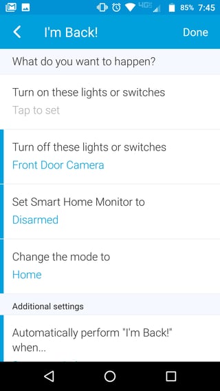 Setting the Smart Home Monitor routine in SmartThings