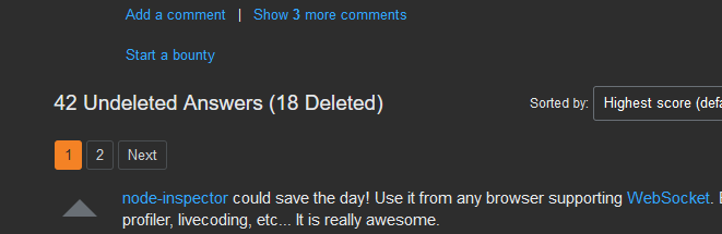 Another proposed alternative displaying the total number of undeleted answers followed by the number of deleted answers in parentheses