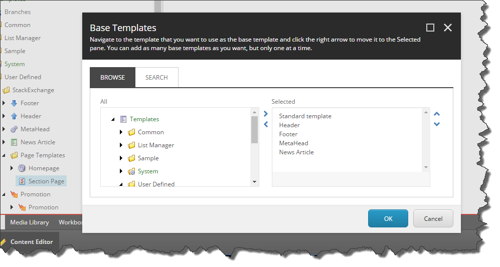 Section Page template