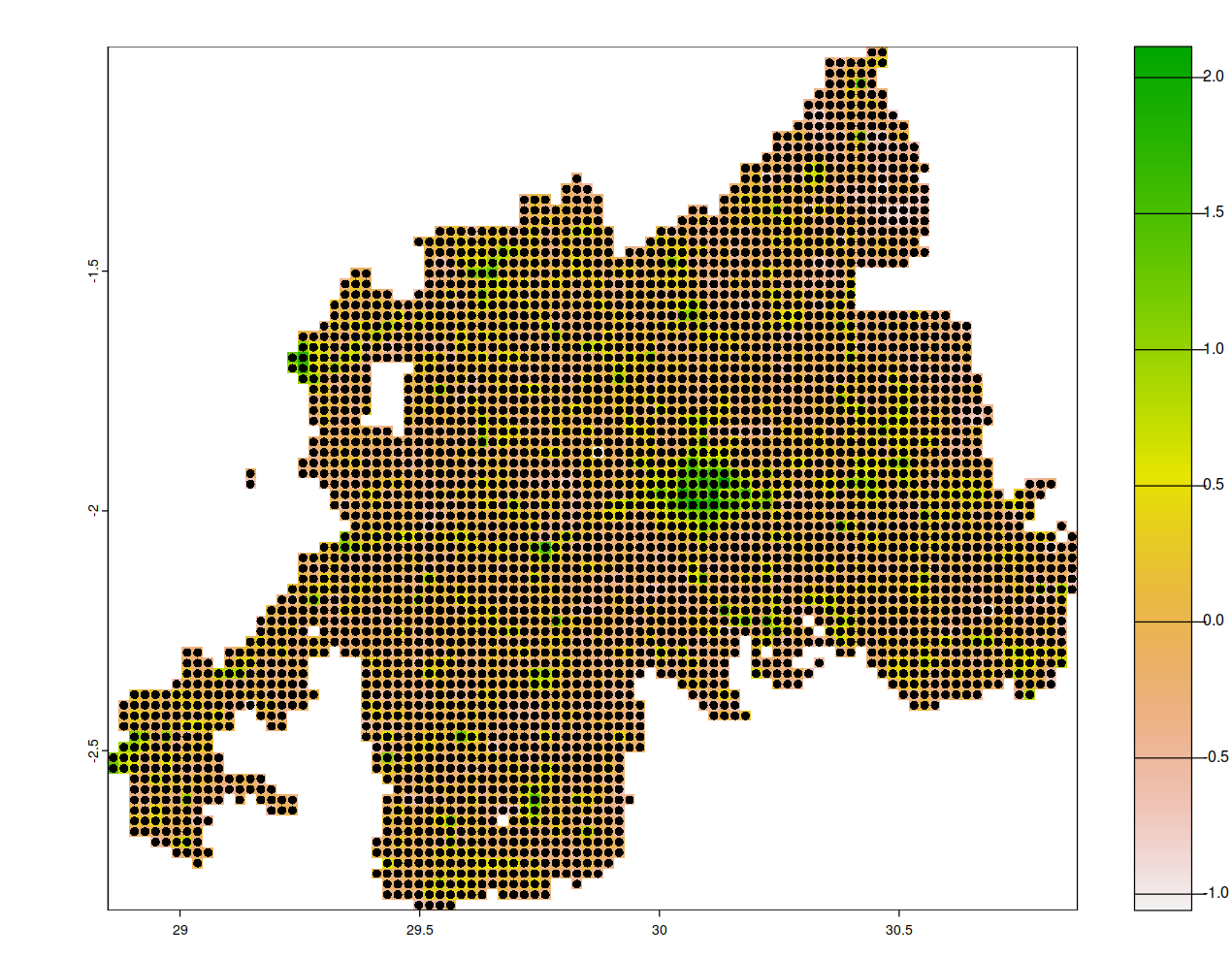 plot of rasterized data and vector data