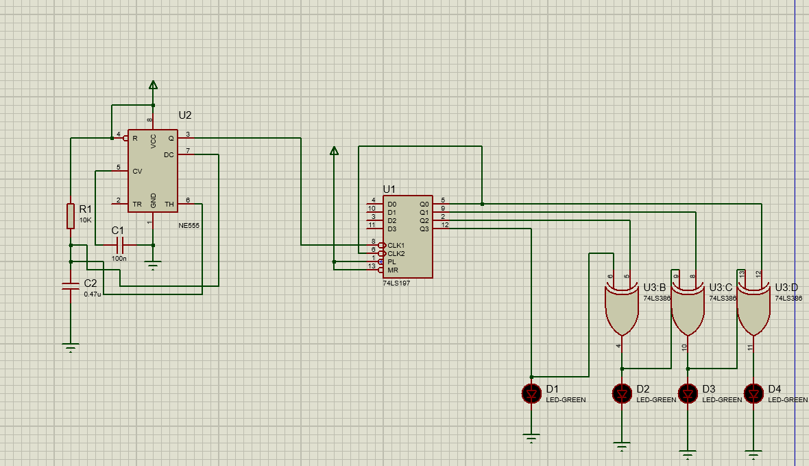 NE555 LED count circuit