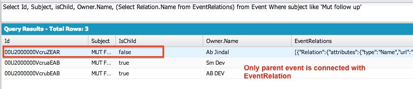 Event table query