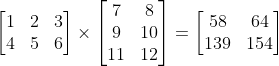 dot product of two matricies