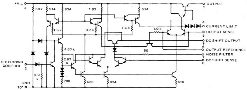 Schematic of the MC1460 voltage regulator