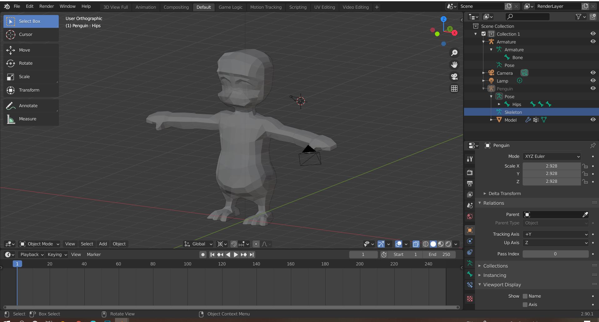 Blender 2.9 where I can't find the skeleton