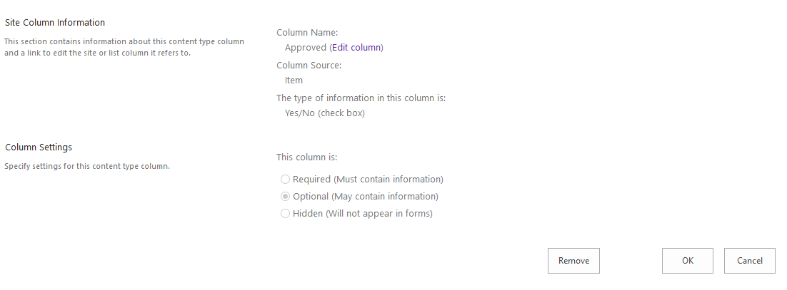 approved field settings