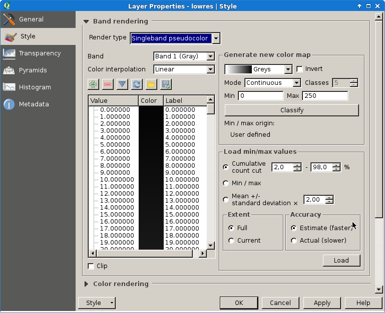 lowres raster settings