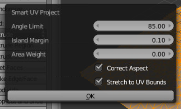 Smart UV project settings.