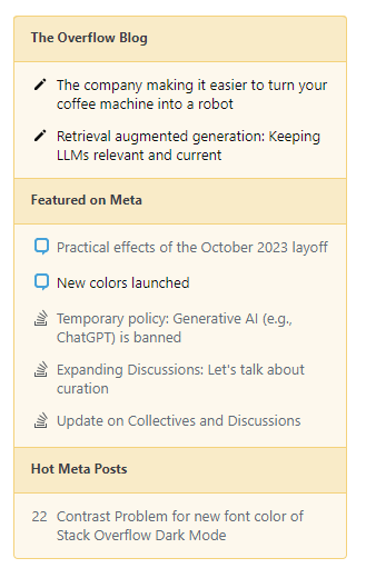 screenshot of sidebar