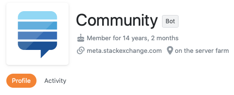 Community user page labeling the user as a "Bot"