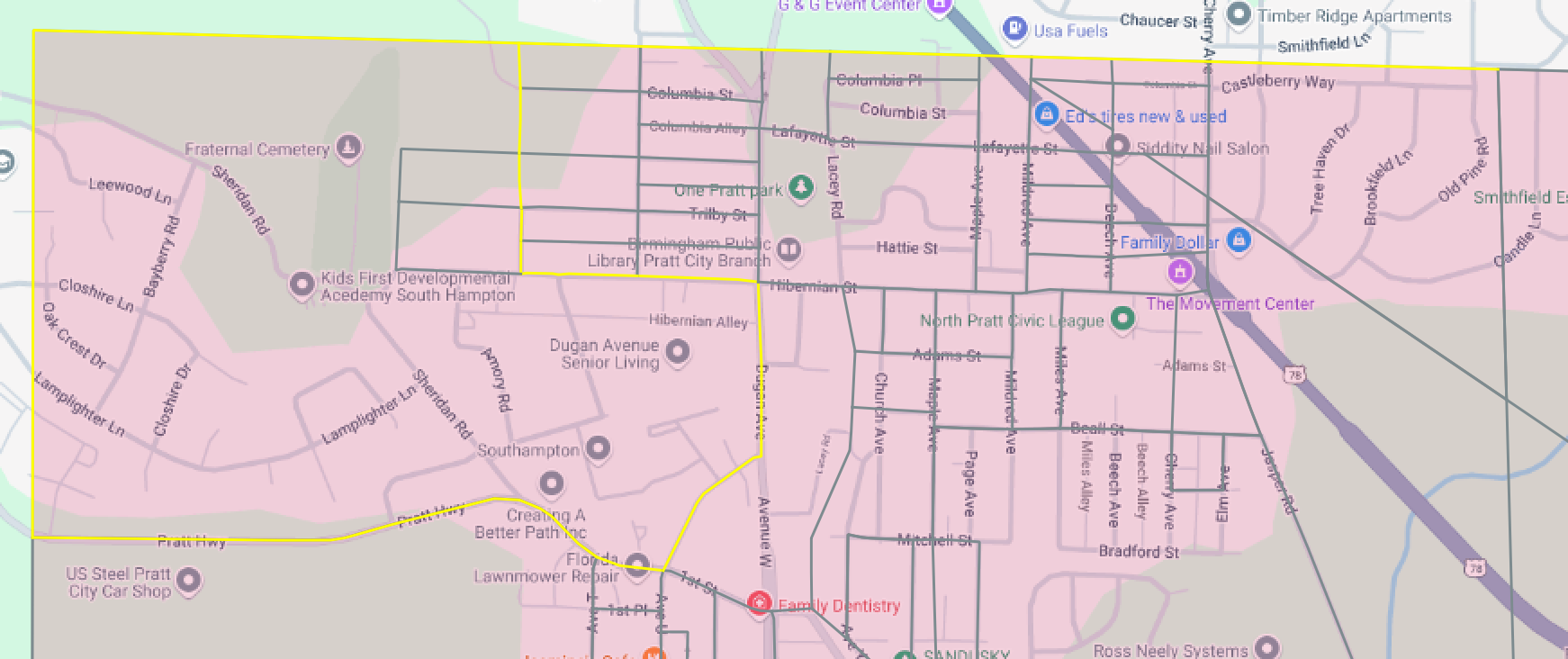 Selected street segments