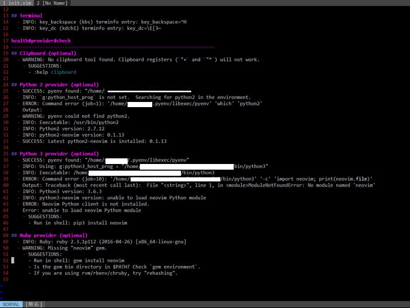 neovim :CheckHealth画面