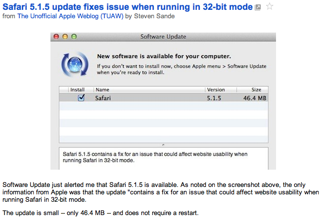 Safari 5.1.5 update